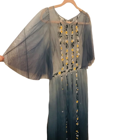 #034. French Connection tulle midi dress with floral embroidery - Picture 9 of 15